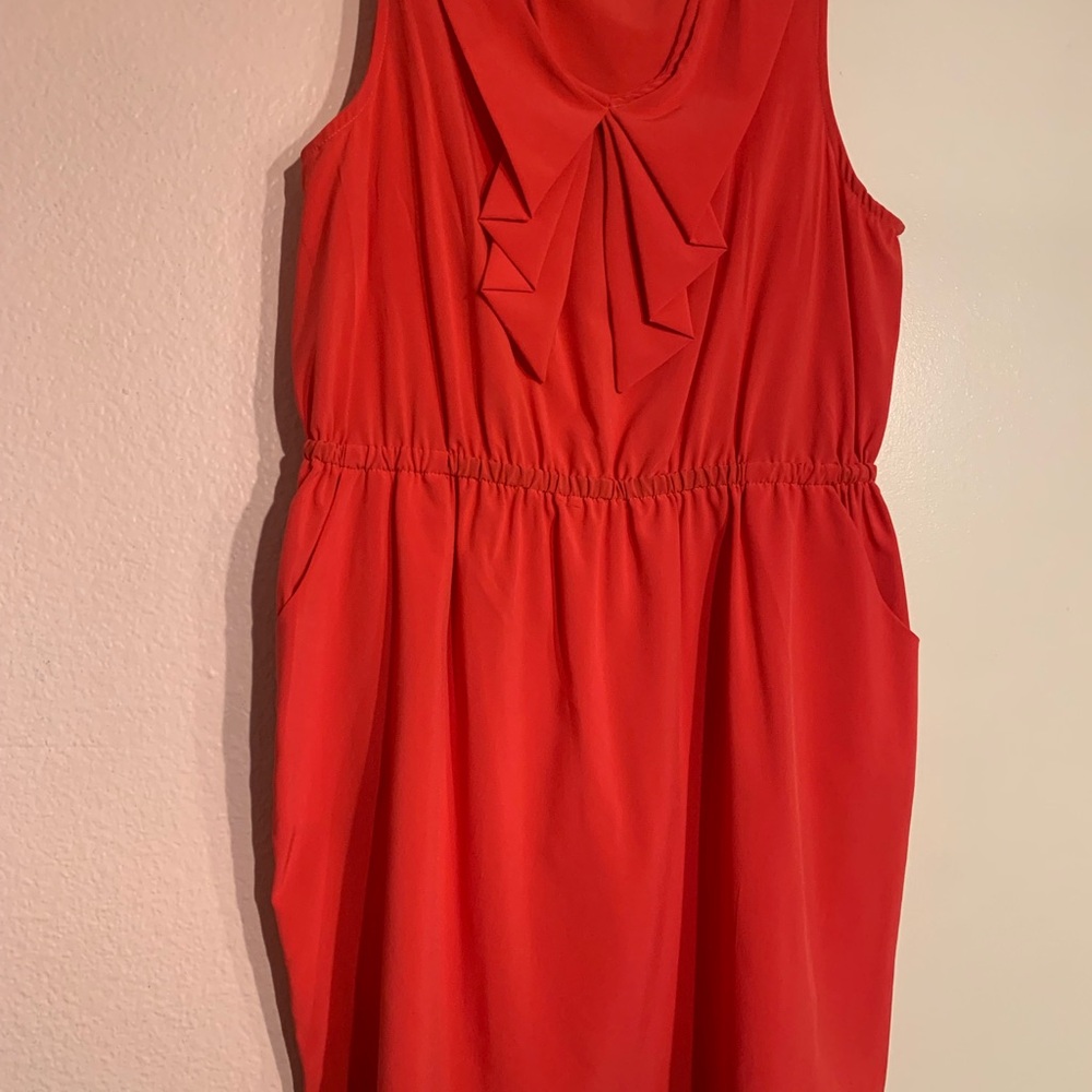 Elegant Coral Red Midi Dress